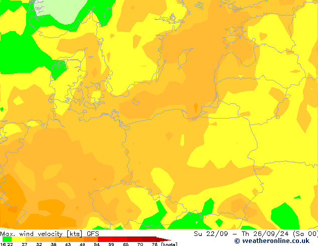 Max. wind velocity GFS  25.09.2024 00 UTC