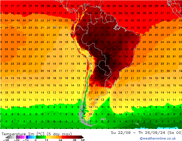 mapa temperatury (2m) GFS wrzesień 2024