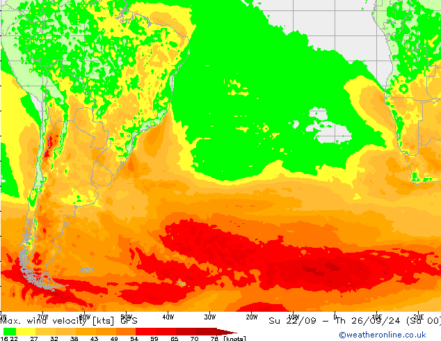 Max. wind velocity GFS Su 06.10.2024 00 UTC