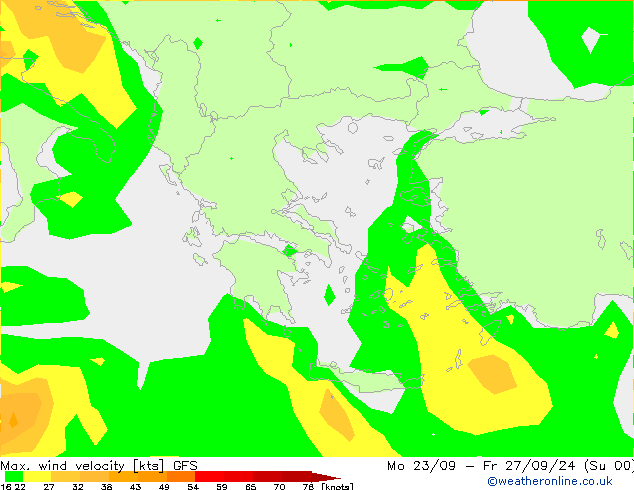 Max. wind velocity GFS mer 25.09.2024 12 UTC