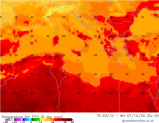 Temperature (2m) GFS Su 22.09.2024 03 UTC