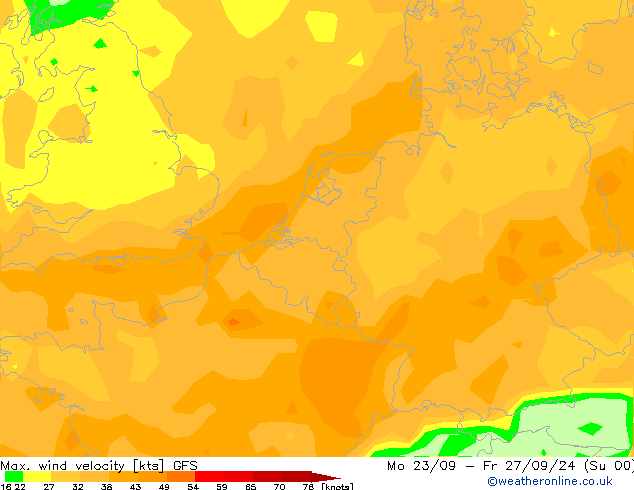 Max. wind velocity GFS 星期日 22.09.2024 06 UTC