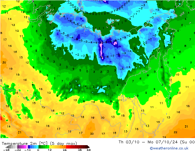 Temperature (2m) GFS We 25.09.2024 03 UTC