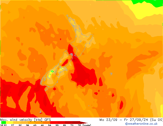 Max. wind snelheid GFS di 24.09.2024 06 UTC