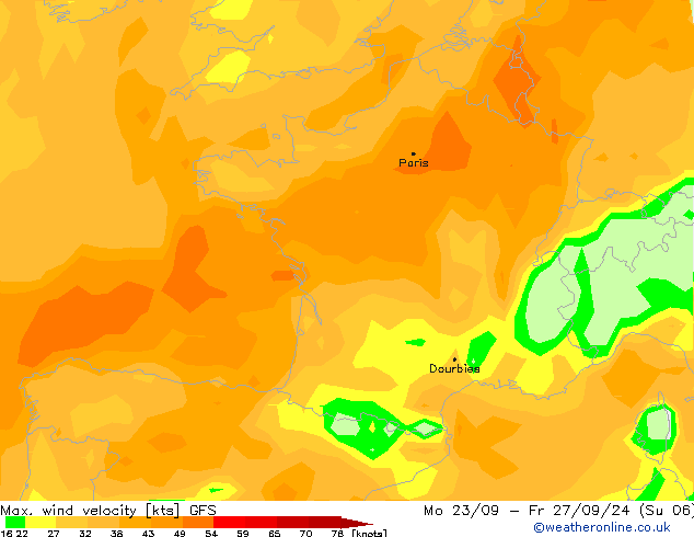 Max. wind snelheid GFS wo 02.10.2024 06 UTC