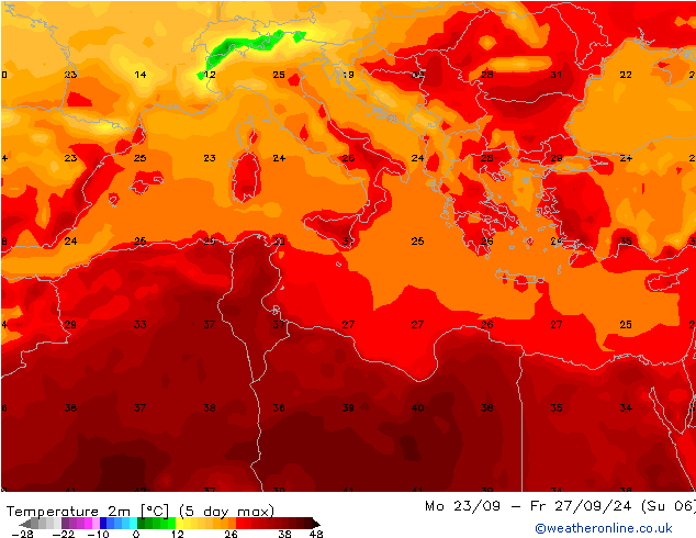 Temperature (2m) GFS Su 29.09.2024 06 UTC