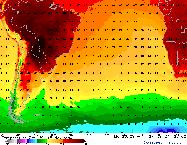 Temperatura (2m) GFS lun 07.10.2024 18 UTC