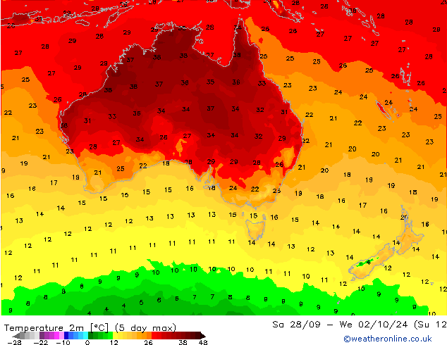 Sıcaklık Haritası (2m) GFS Paz 29.09.2024 06 UTC