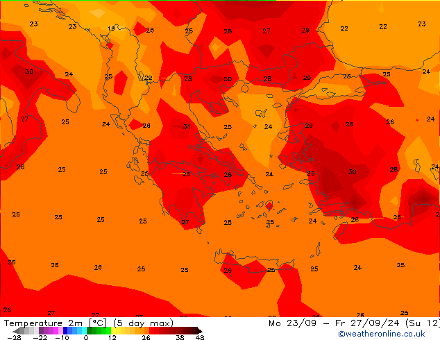 Sıcaklık Haritası (2m) GFS Paz 22.09.2024 15 UTC