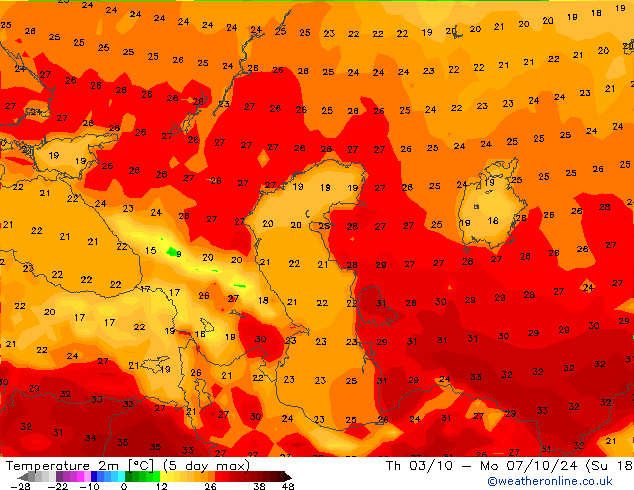 mapa temperatury (2m) GFS pt. 27.09.2024 06 UTC