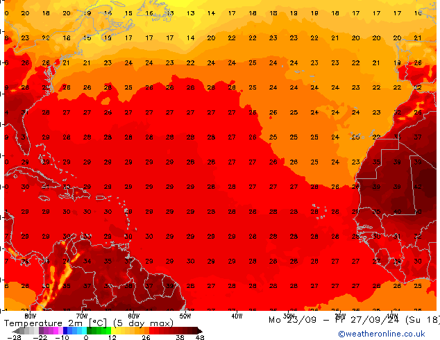 Temperature (2m) GFS Sa 28.09.2024 18 UTC