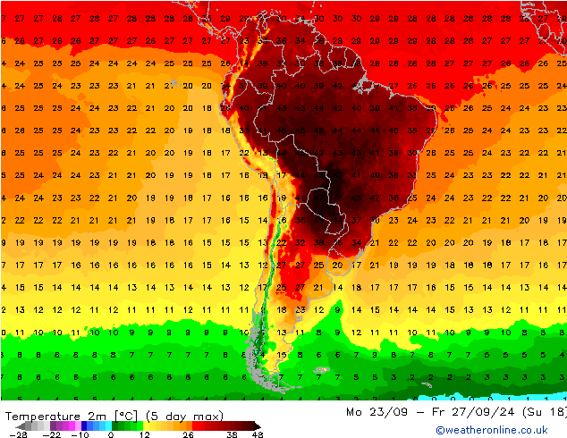 Temperature (2m) GFS Su 22.09.2024 18 UTC