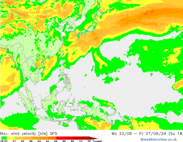 Max. wind velocity GFS pon. 23.09.2024 06 UTC