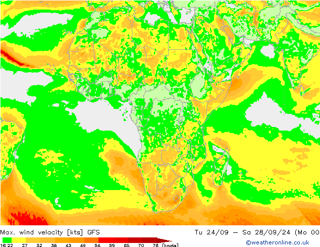 Max. wind velocity GFS mar 08.10.2024 00 UTC