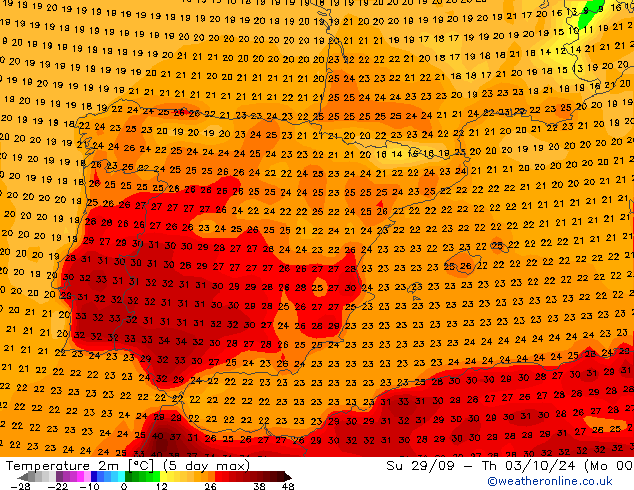 Temperatuurkaart (2m) GFS do 26.09.2024 06 UTC