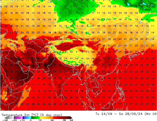 Temperature (2m) GFS Mo 23.09.2024 09 UTC