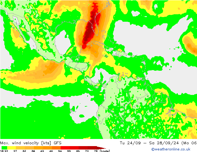 Max. wind velocity GFS Tu 24.09.2024 15 UTC