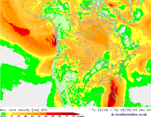 Max. wind snelheid GFS di 01.10.2024 06 UTC