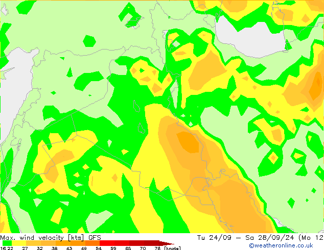 Max. wind velocity GFS Po 23.09.2024 15 UTC