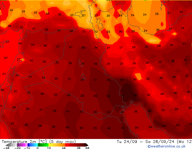 Temperature (2m) GFS Fr 27.09.2024 18 UTC