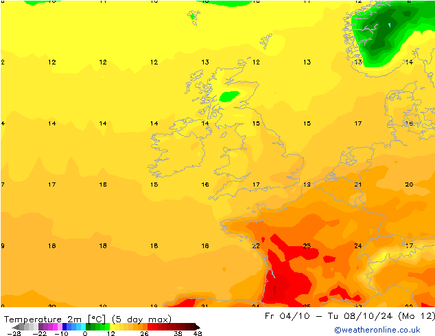 Temperatura (2m) GFS Seg 23.09.2024 18 UTC