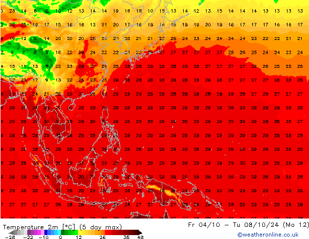 Temperatuurkaart (2m) GFS wo 02.10.2024 00 UTC