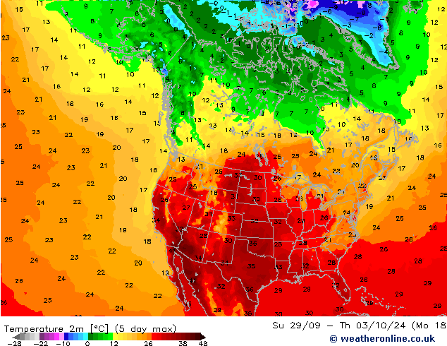 Temperature (2m) GFS Th 26.09.2024 09 UTC