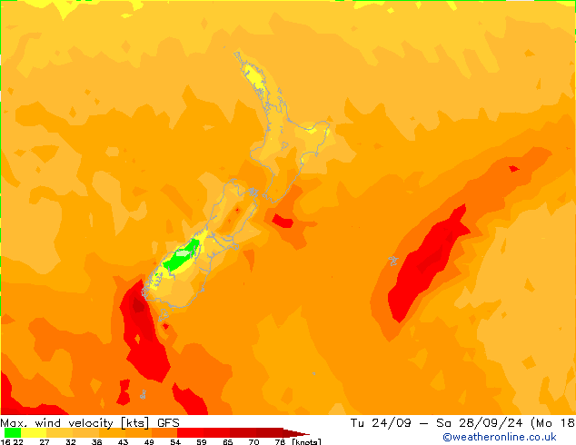 Max. wind velocity GFS Fr 27.09.2024 12 UTC