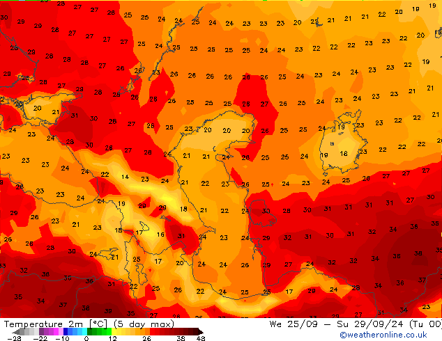 Sıcaklık Haritası (2m) GFS Sa 01.10.2024 06 UTC