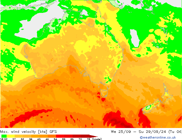 Max. wind velocity GFS Mo 30.09.2024 06 UTC