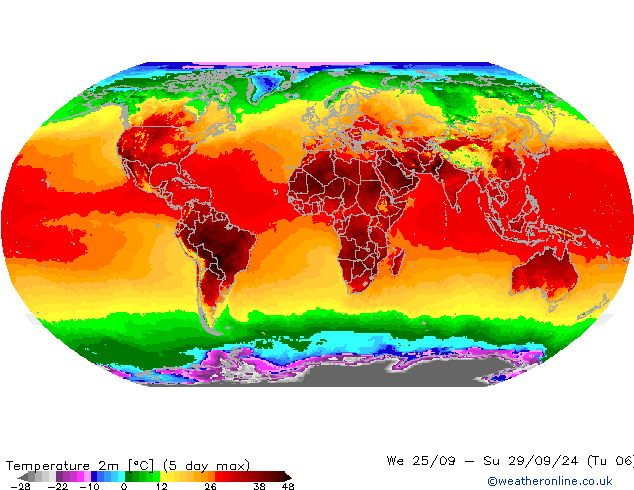 Temperature (2m) GFS We 25.09.2024 06 UTC