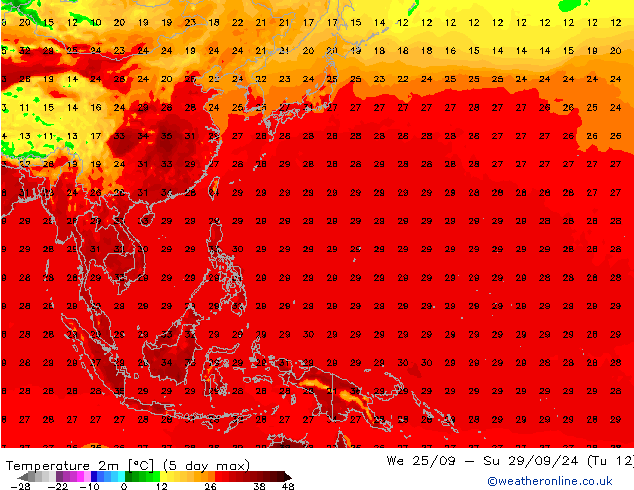 Temperatura (2m) GFS jue 03.10.2024 00 UTC