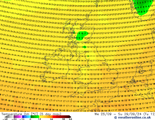 Temperature (2m) GFS Sa 28.09.2024 00 UTC