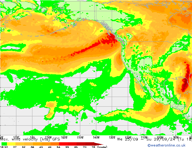 Max. wind velocity GFS jeu 26.09.2024 18 UTC