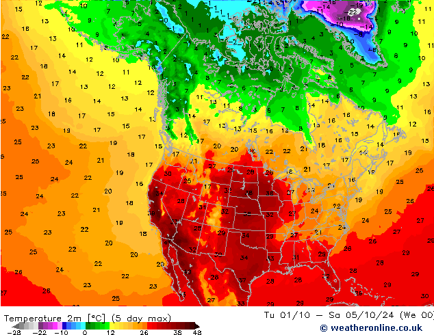 Temperature (2m) GFS We 02.10.2024 06 UTC