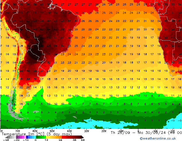 Temperatuurkaart (2m) GFS wo 25.09.2024 03 UTC