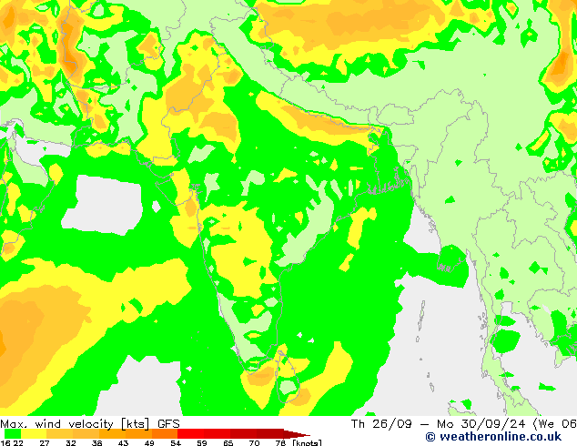 Max. wind velocity GFS Su 29.09.2024 18 UTC