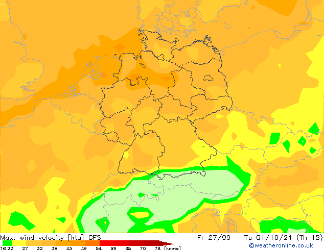 Max. wind velocity GFS Mo 30.09.2024 06 UTC