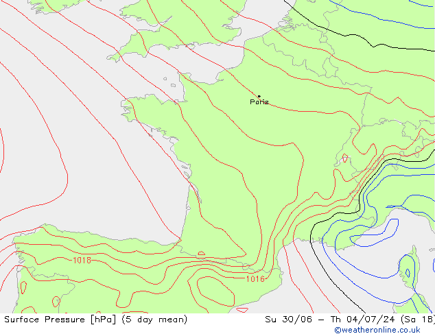 Luchtdruk (Grond) GFS ma 08.07.2024 18 UTC
