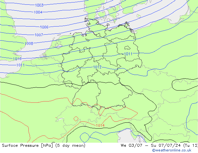 Luchtdruk (Grond) GFS wo 03.07.2024 06 UTC