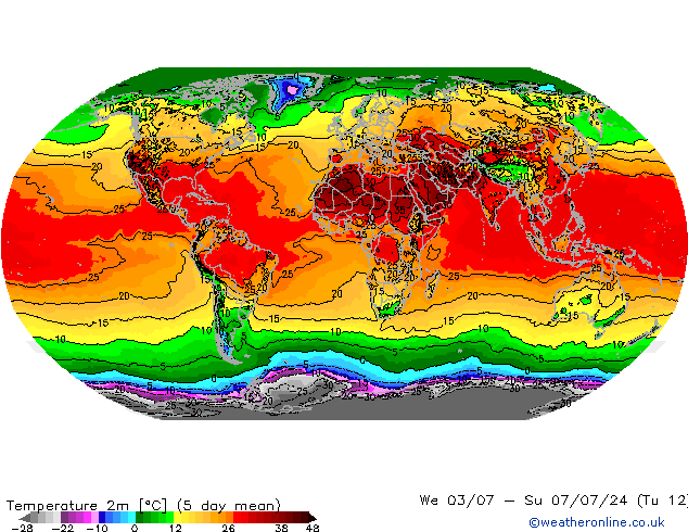 Temperatuurkaart (2m) GFS do 18.07.2024 12 UTC