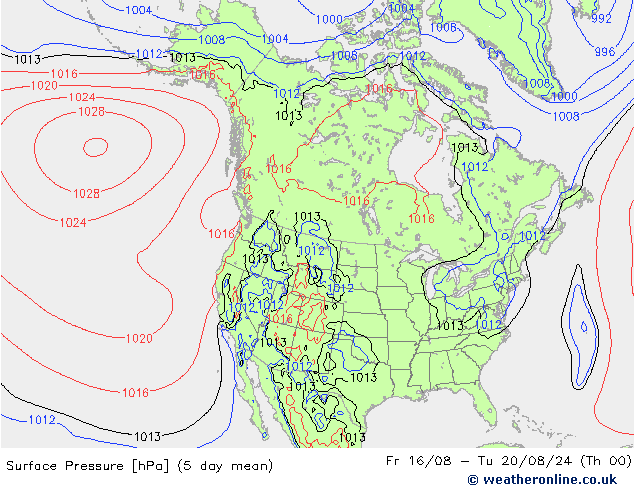 Luchtdruk (Grond) GFS vr 16.08.2024 00 UTC