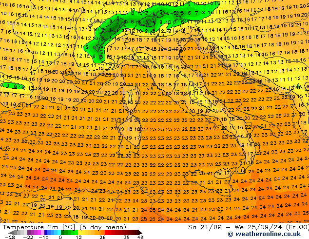 Temperature (2m) GFS Ne 22.09.2024 03 UTC