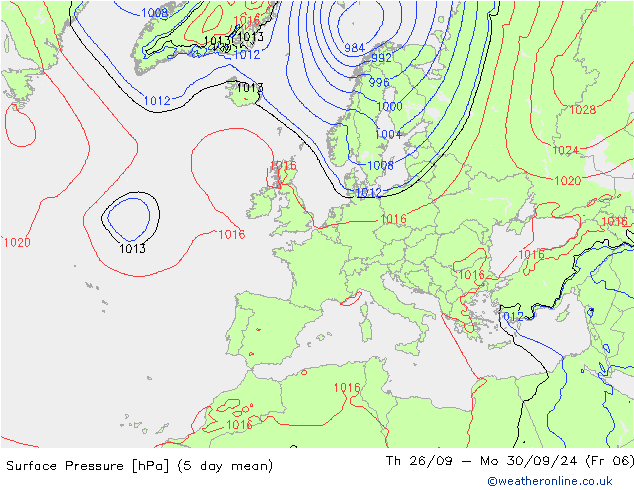 Pressione al suolo GFS ven 27.09.2024 18 UTC