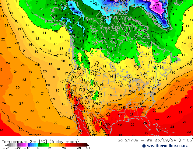 Temperature (2m) GFS Tu 24.09.2024 12 UTC