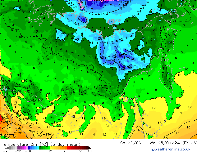 Temperature (2m) GFS Su 22.09.2024 21 UTC