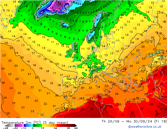 Temperature (2m) GFS Fr 27.09.2024 00 UTC