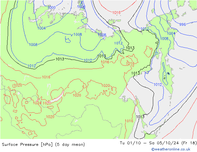 Surface pressure GFS Sa 05.10.2024 18 UTC