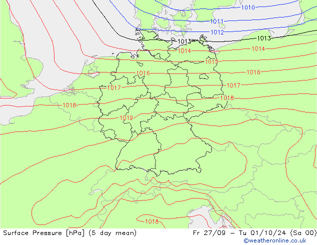 pression de l'air GFS ven 27.09.2024 12 UTC