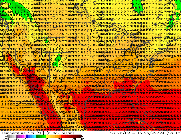 Temperature (2m) GFS Su 29.09.2024 12 UTC